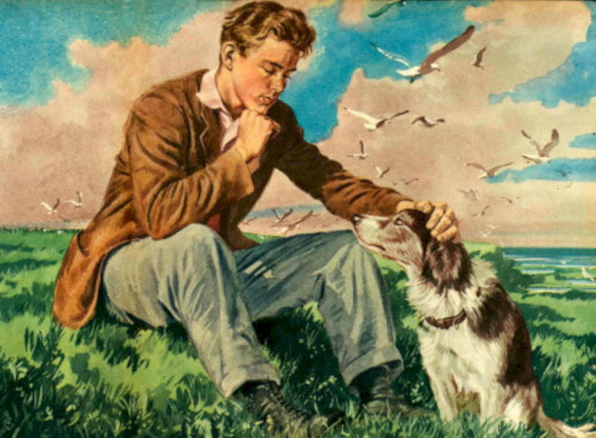 Vintage Man Dog 1930s Vintage Retro Advert Poster