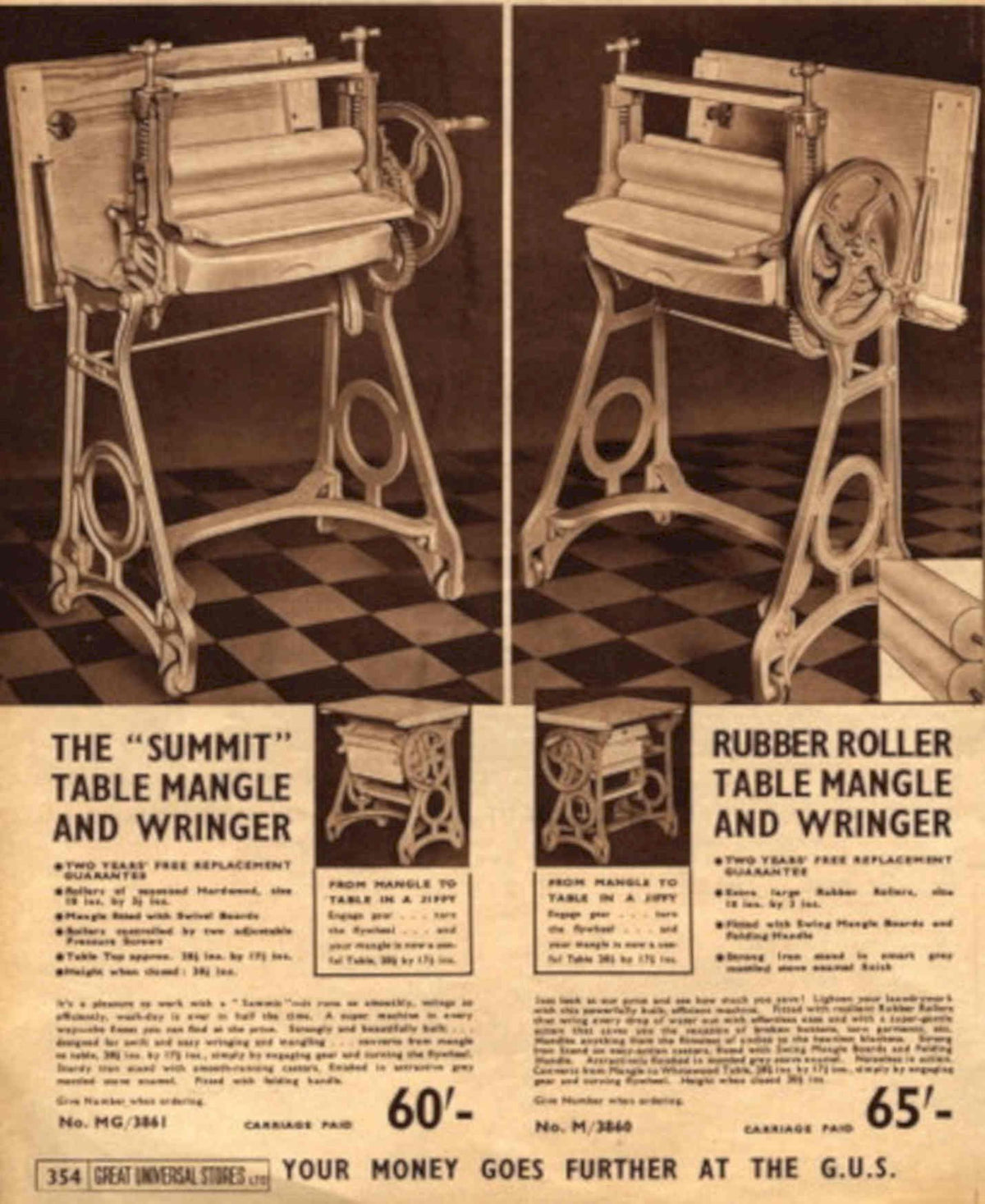 Vintage Mangle Roller 1950s Vintage Retro Advert Poster