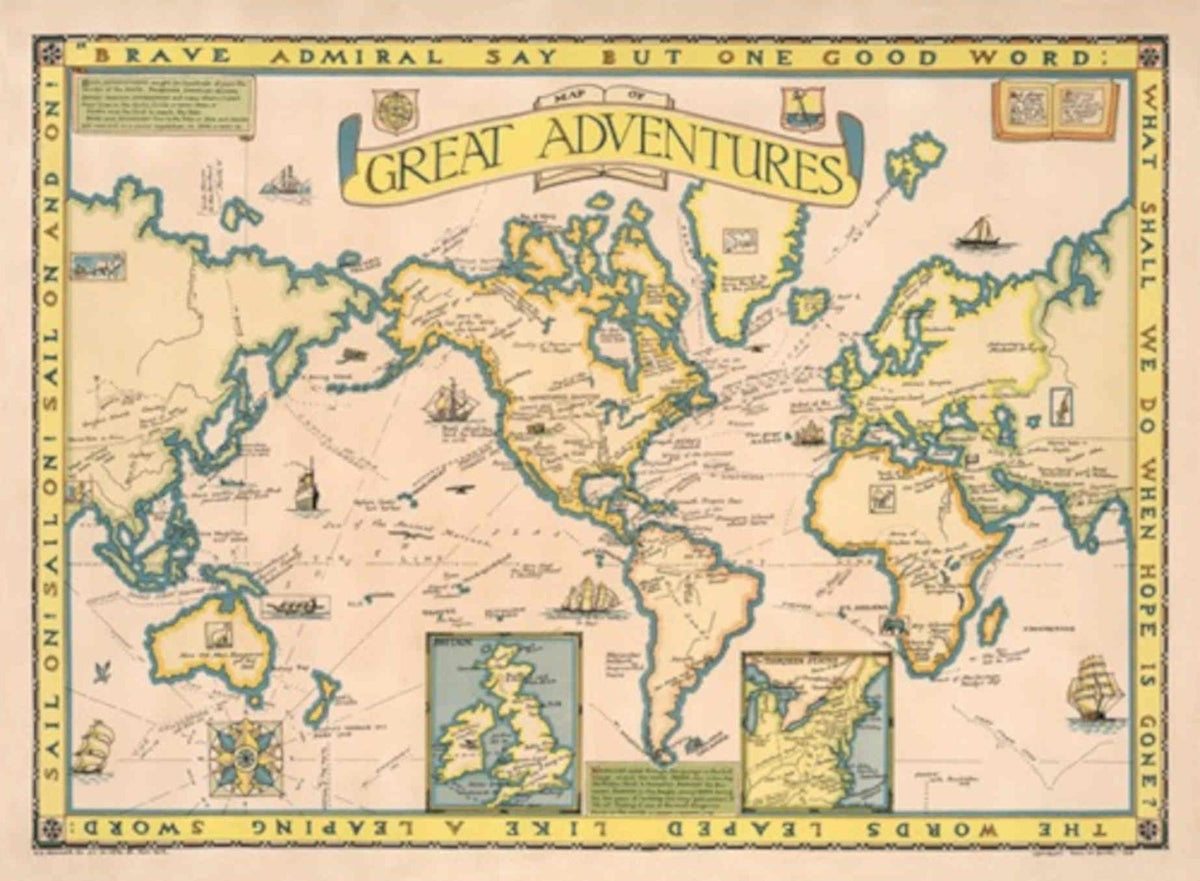 Vintage Map Adventures Vintage Retro Advert Poster