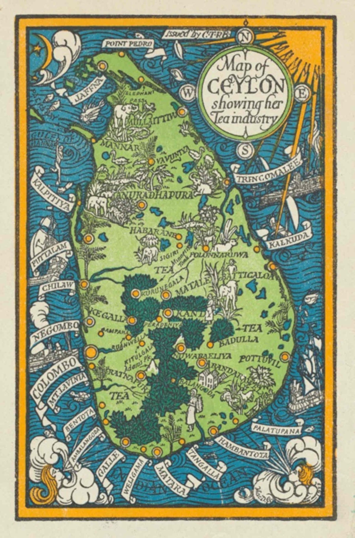 Vintage Map Ceylon Vintage Retro Advert Poster