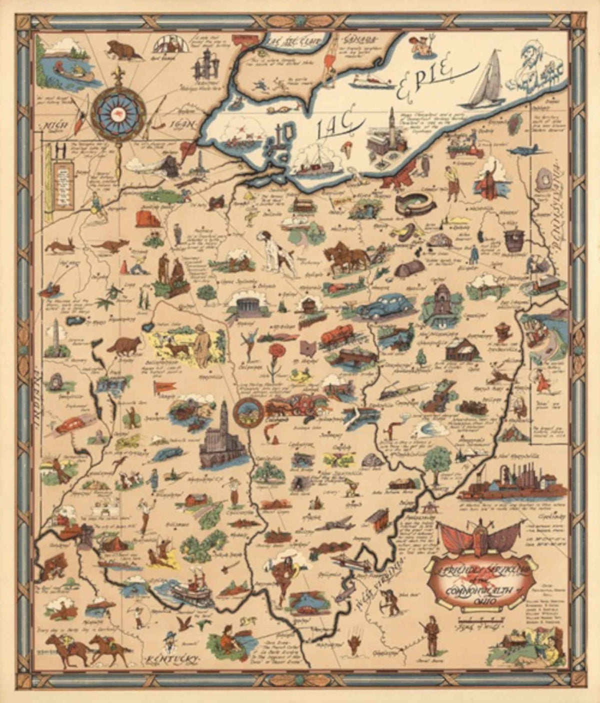 Vintage Map Ohio Vintage Retro Advert Poster