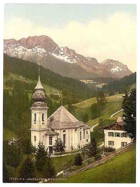 Vintage Maria Gern general view Upper Bavaria A4 Photo Print