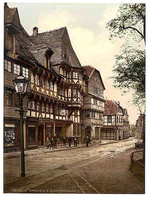 Vintage Market Street Goslar Hartz A4 Photo Print
