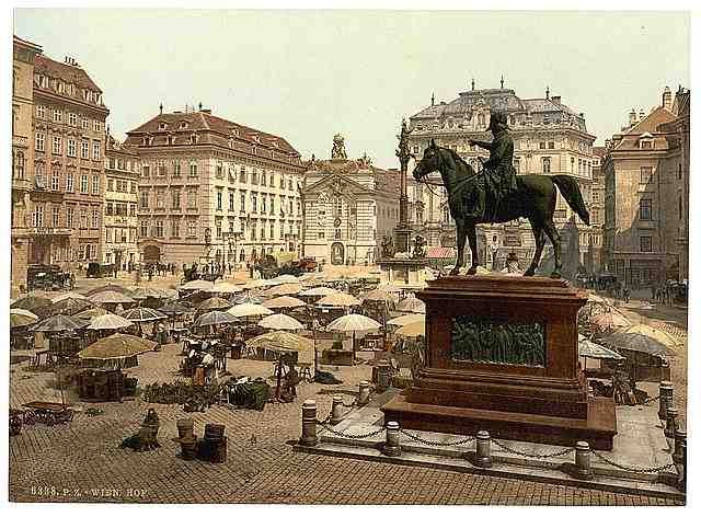 Vintage Market place Vienna A4 Photo Print