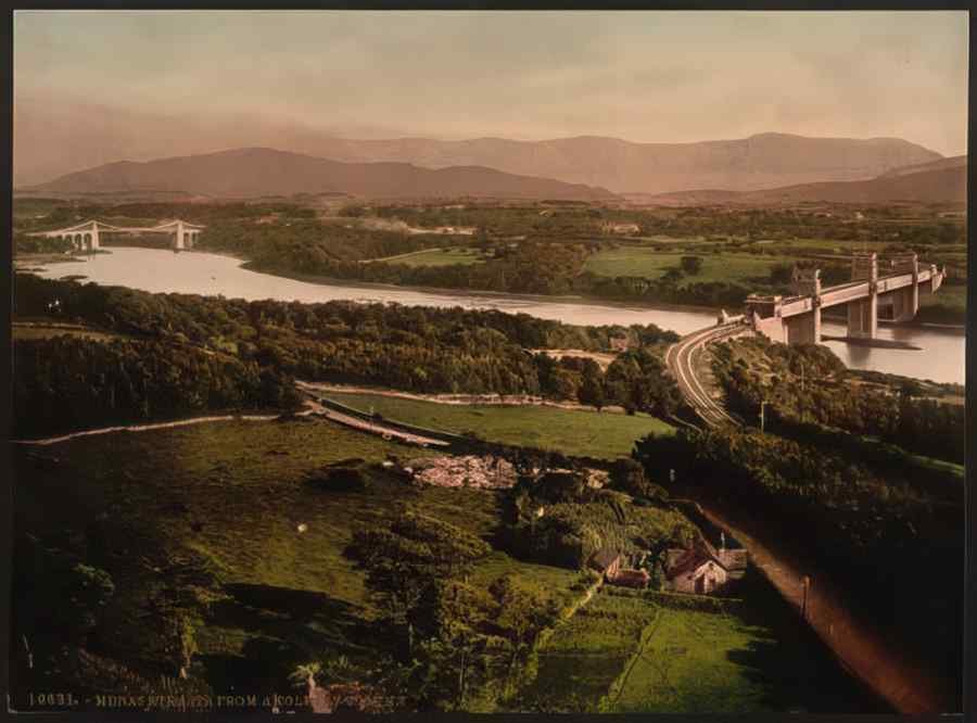 Vintage Menai Straits From Anglesey Column Bangor Wales A4 Photo Print