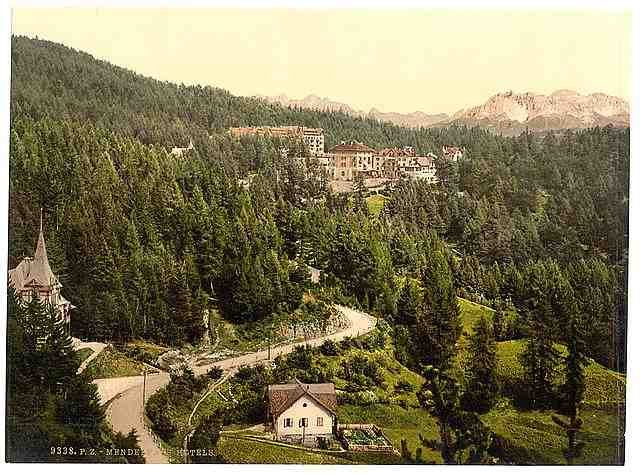Vintage Mendelpass with the hotels Tyrol A4 Photo Print