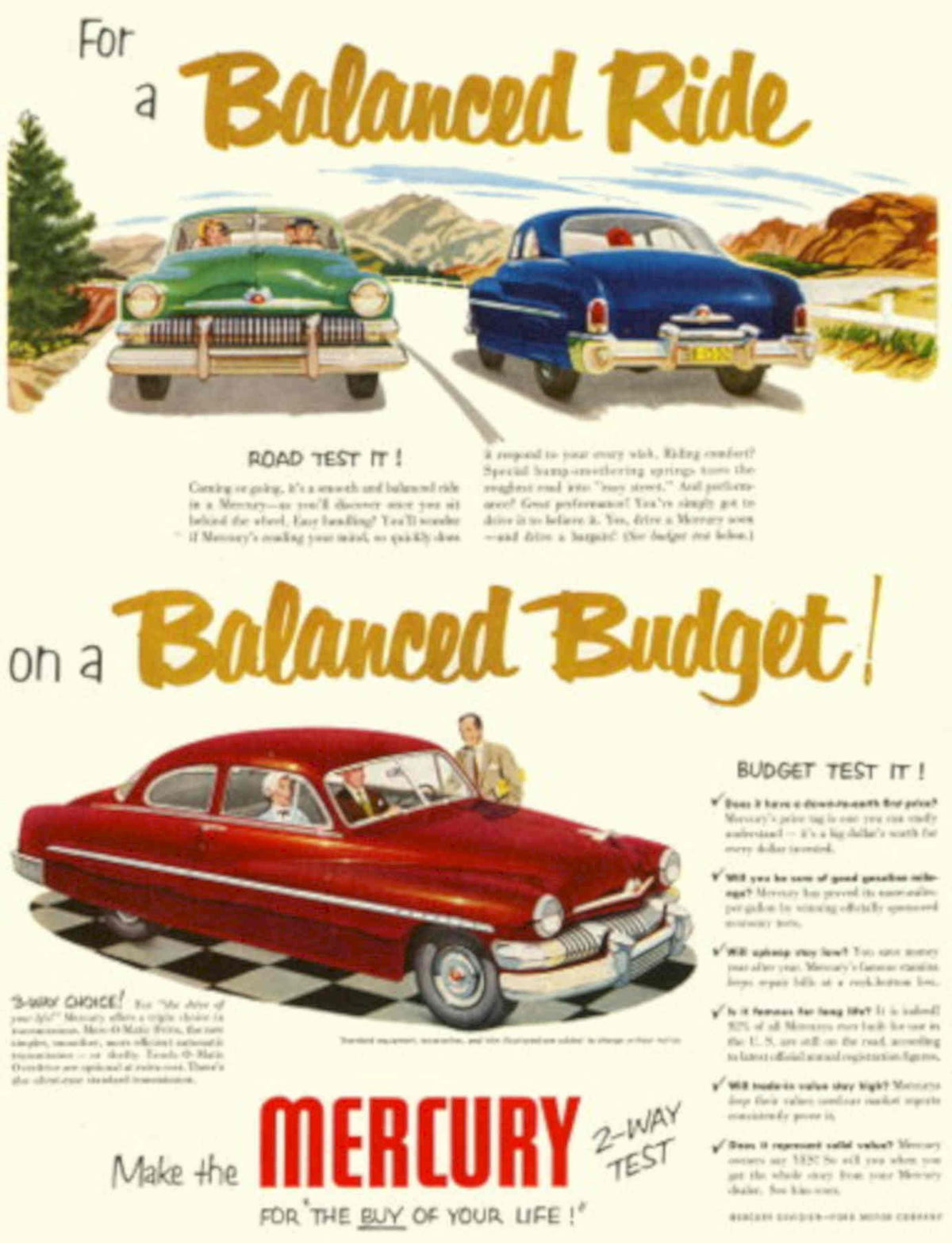 Vintage Mercury Ride 1950s Vintage Retro Advert Poster