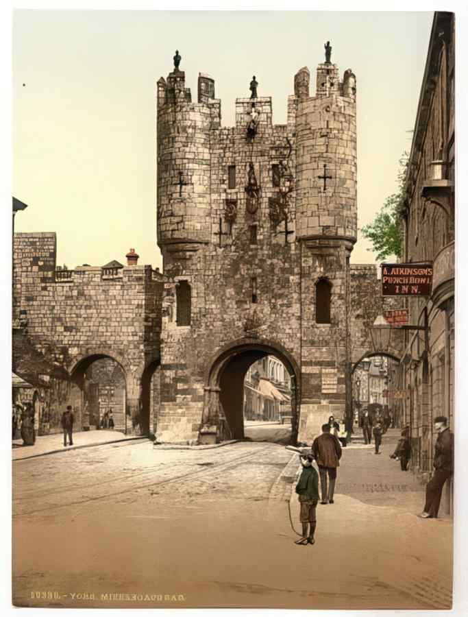 Vintage Micklegate Bar York England A4 Photo Print