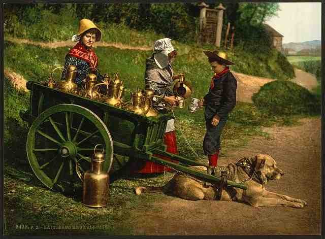 Vintage Milksellers II Brussels A4 Photo Print