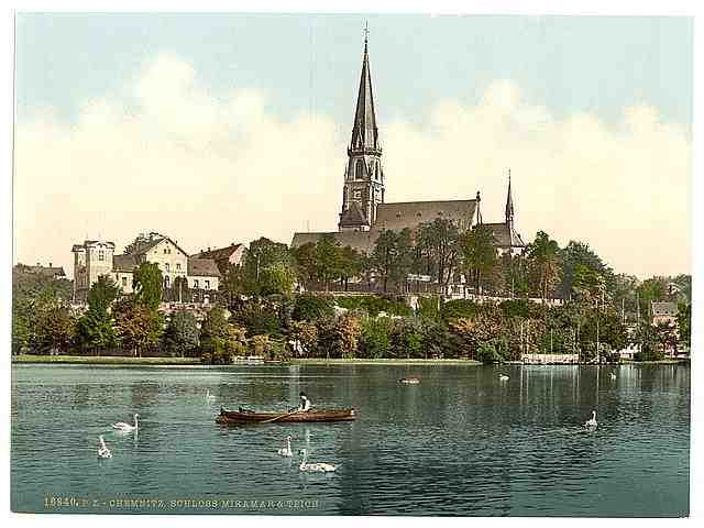 Vintage Miramer Castle and Lake Chemnitz Saxony A4 Photo Print