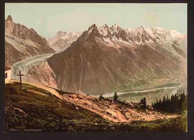 Vintage Mont Blanc Chamonix Valley A4 Photo Print
