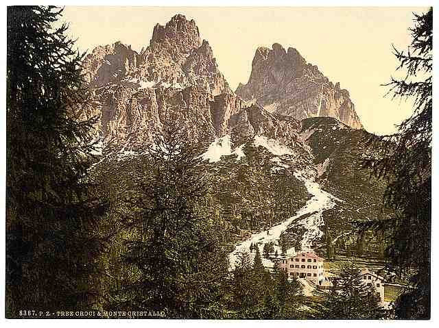 Vintage Monte Cristallo with Tre Croci Tyrol A4 Photo Print
