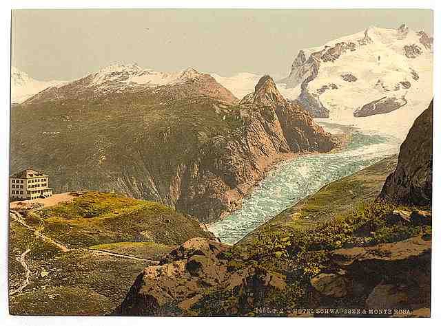 Vintage Monte Rosa II Valais Alps of A4 Photo Print
