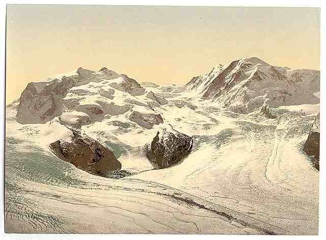Vintage Monte Rosa Lyskamm Valais Alps of A4 Photo Print