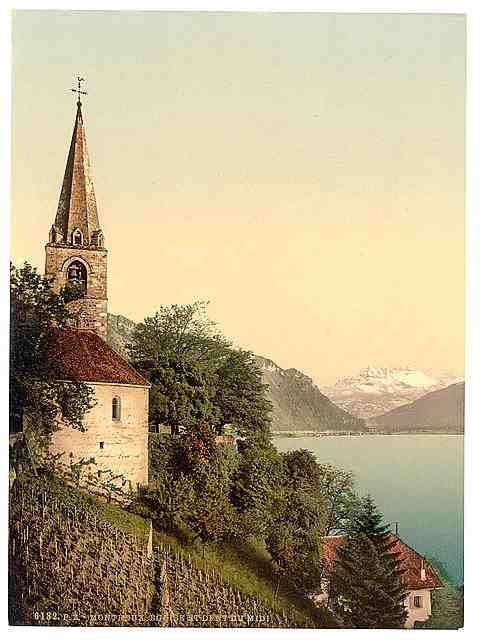 Vintage Montreux Dent du Midi Geneva Lake A4 Photo Print