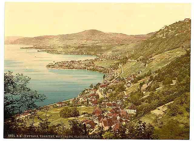 Vintage Montreux Veytaux Territet Vevey Geneva Lake A4 Photo Print