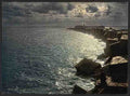 Vintage Moonlight view with lighthouse Algiers A4 Photo Print