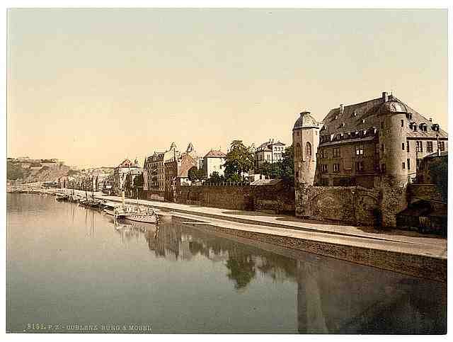 Vintage Moselle Castle Coblenz the Rhine A4 Photo Print