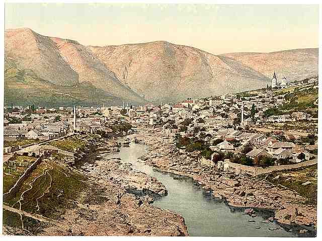 Vintage Mostar general view Herzegowina A4 Photo Print
