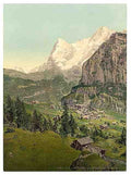 Vintage Mount Eiger and Monch Murren Bernese Oberland A4 Photo Print