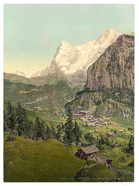 Vintage Mount Eiger and Monch Murren Bernese Oberland A4 Photo Print