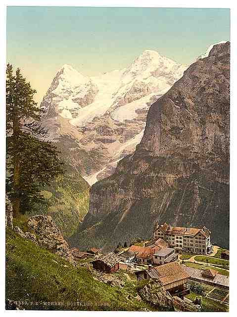 Vintage Murren Hotel des Alps Bernese Oberland A4 Photo Print