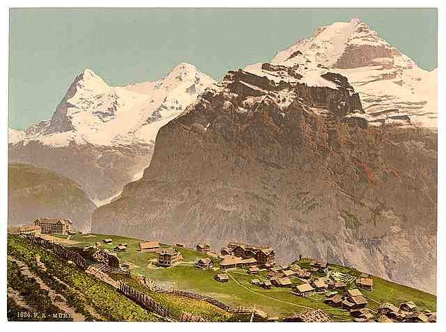 Vintage Murren general view I Bernese Oberland A4 Photo Print