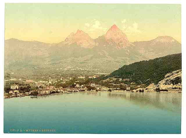 Vintage Mythen and the Brunnen Lake Lucerne A4 Photo Print
