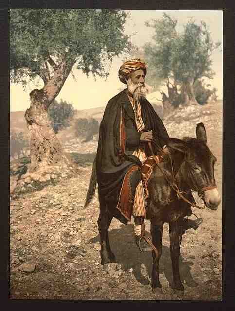 Vintage Native of Bethlehem on his donkey A4 Photo Print