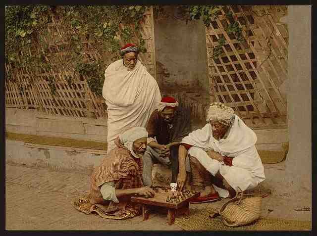 Vintage Negroes playing chess Algiers Algeria A4 Photo Print