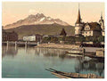 Vintage New Bridge and Pilatus Lucerne I A4 Photo Print