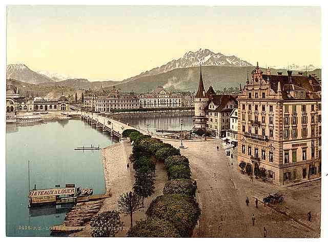 Vintage New Bridge and Pilatus Lucerne II A4 Photo Print