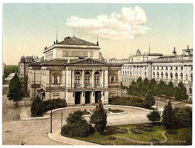 Vintage New concert room and library Leipsig Saxony A4 Photo Print