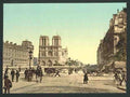 Vintage Notre Dame and St Michael bridge Paris A4 Photo Print
