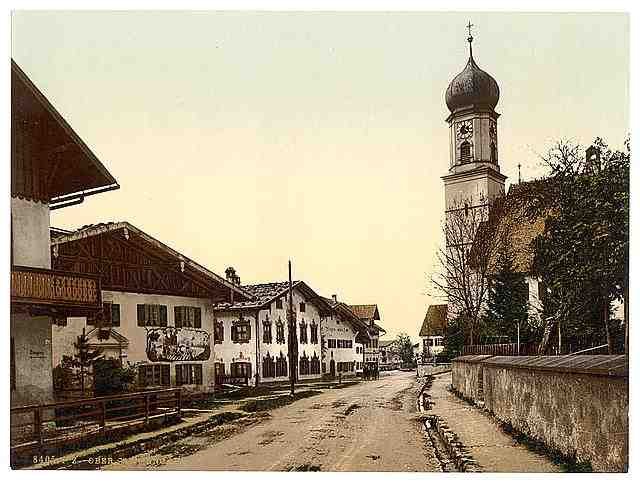 Vintage Oberammergau general view Upper Bavaria A4 Photo Print