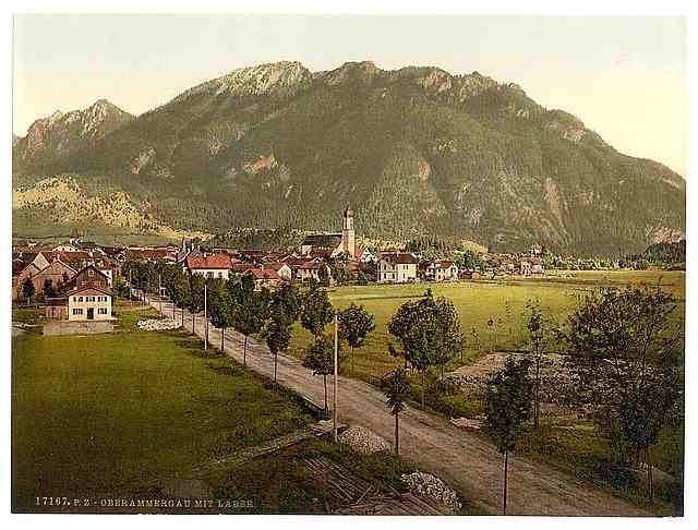Vintage Oberammergau with Laber Upper Bavaria A4 Photo Print