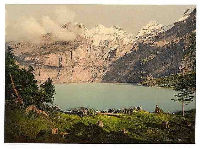 Vintage Oeschinensee Bernese Oberland A4 Photo Print