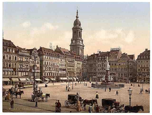 Vintage Old Market Altstadt Dresden Saxony A4 Photo Print