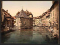 Vintage Old palace and canal Annecy A4 Photo Print