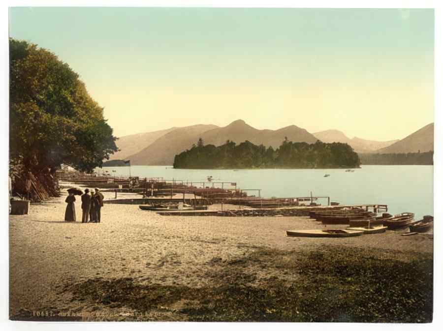 Vintage On Derwentwater Boat Landing Lake District England A4 Photo Print