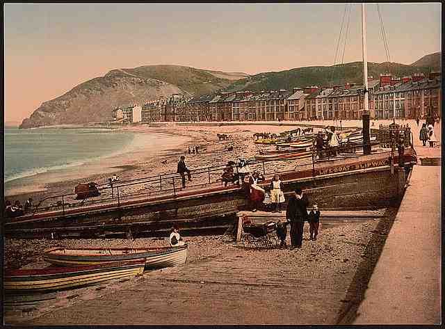 Vintage On the sands Aberystwith A4 Photo Print