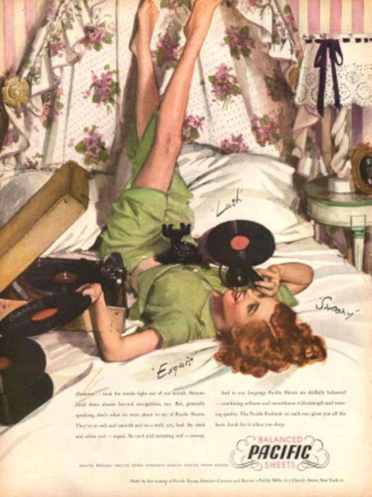 Vintage Pacific Sheets 1940s Vintage Retro Advert Poster
