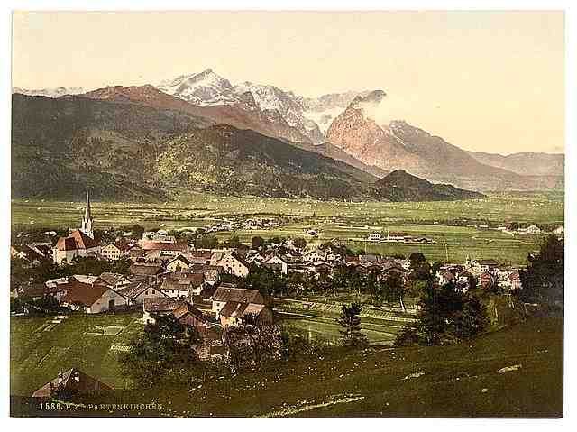 Vintage Partenkirchen general view I Upper Bavaria A4 Photo Print