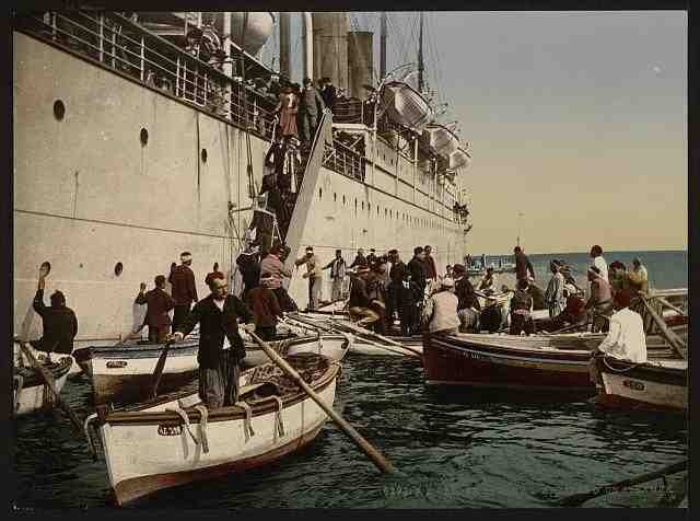 Vintage Passengers disembarking Algiers A4 Photo Print