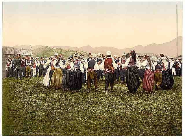 Vintage Peasants dancing Bosnia A4 Photo Print