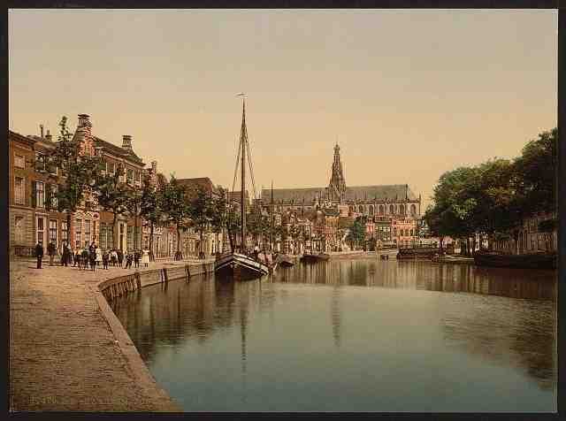 Vintage Peat Market and Great Church Haarlem A4 Photo Print