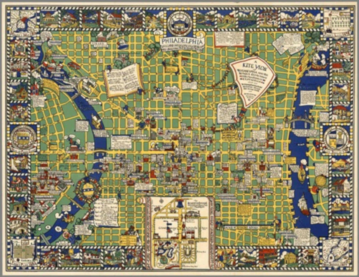 Vintage Philadelphia Map Vintage Retro Advert Poster