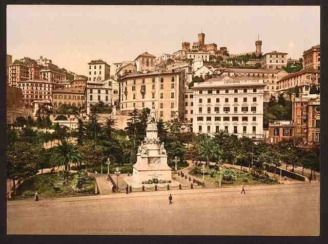 Vintage Piazza Acquaverde Green Water Plaza Genoa A4 Photo Print