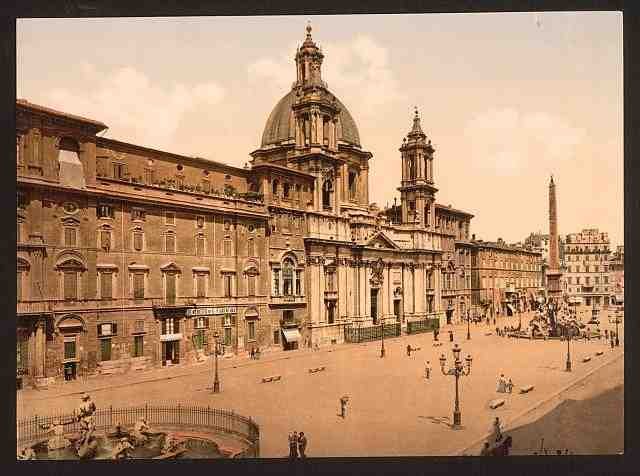 Vintage Piazza Navona Rome A4 Photo Print