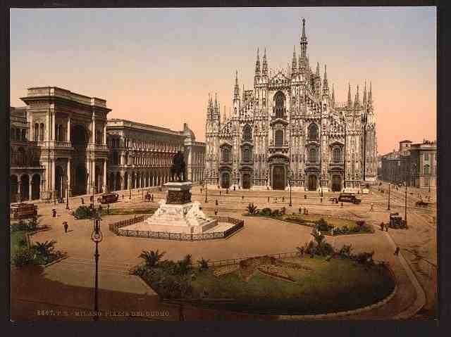 Vintage Piazza of the cathedral Milan A4 Photo Print